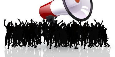 Crowd with a megaphone